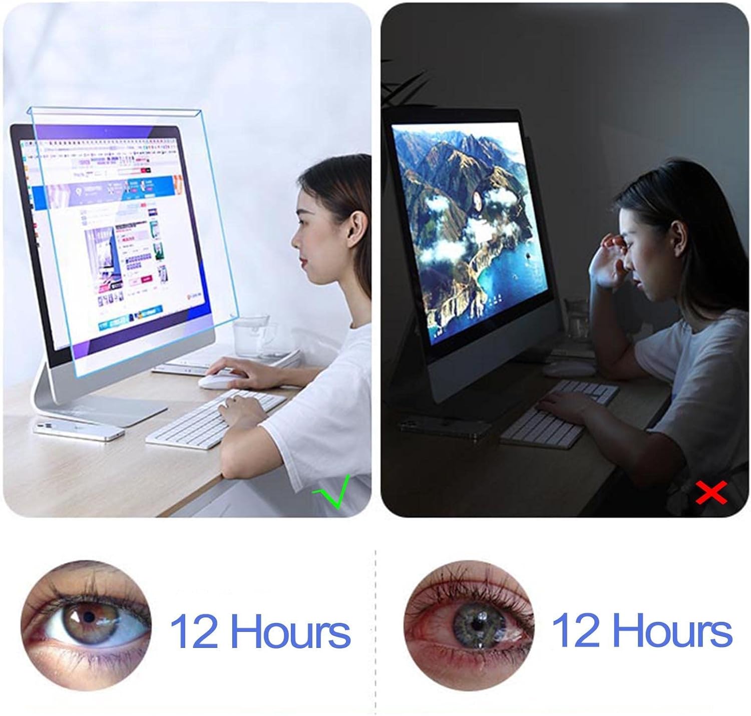 Computer Screen Protector Film, 17-32 Inch Blue Light Blocking Screen Protector Panel, Hanging Type Acrylic Filter For Desktop Monitor, Reduce Glare Reflection And Eyes S,Diagonal-24.1in/61.4cm