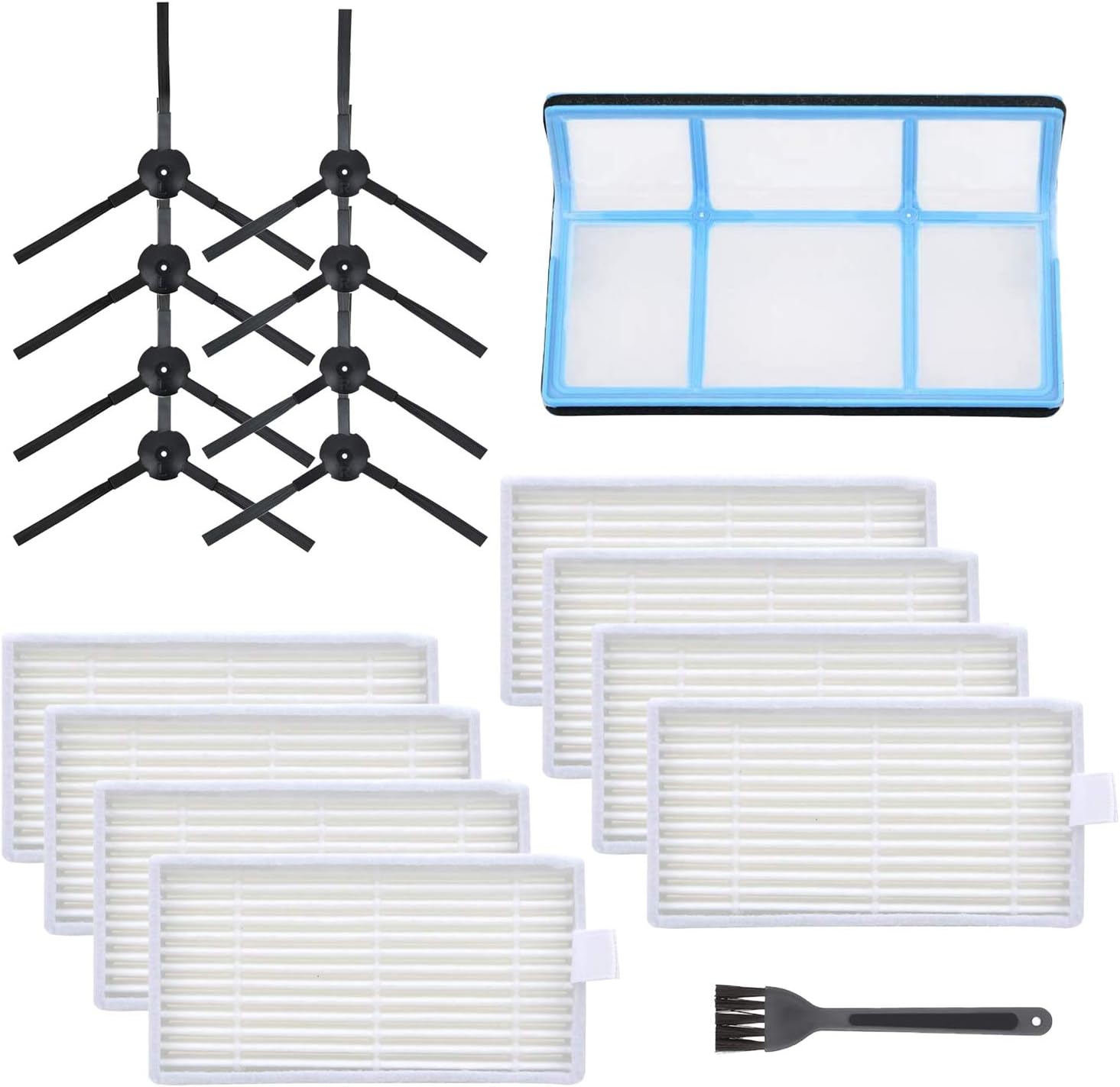Smilyan Replacement Parts for ILIFE V3 V3s V5 V5s Pro Robotic Vacuum Cleaner Accessories Kit Includes 1 Primary Filter 8 Side Brushes 8 Robot Vacuum Cleaner Filters