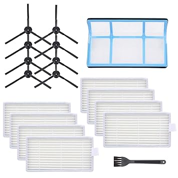 Smilyan Replacement Parts for ILIFE V3 V3s V5 V5s Pro Robotic Vacuum Cleaner, Accessories Kit Includes 1 Primary Filter 8 Side Brushes 8 Robot Vacuum Cleaner Filters