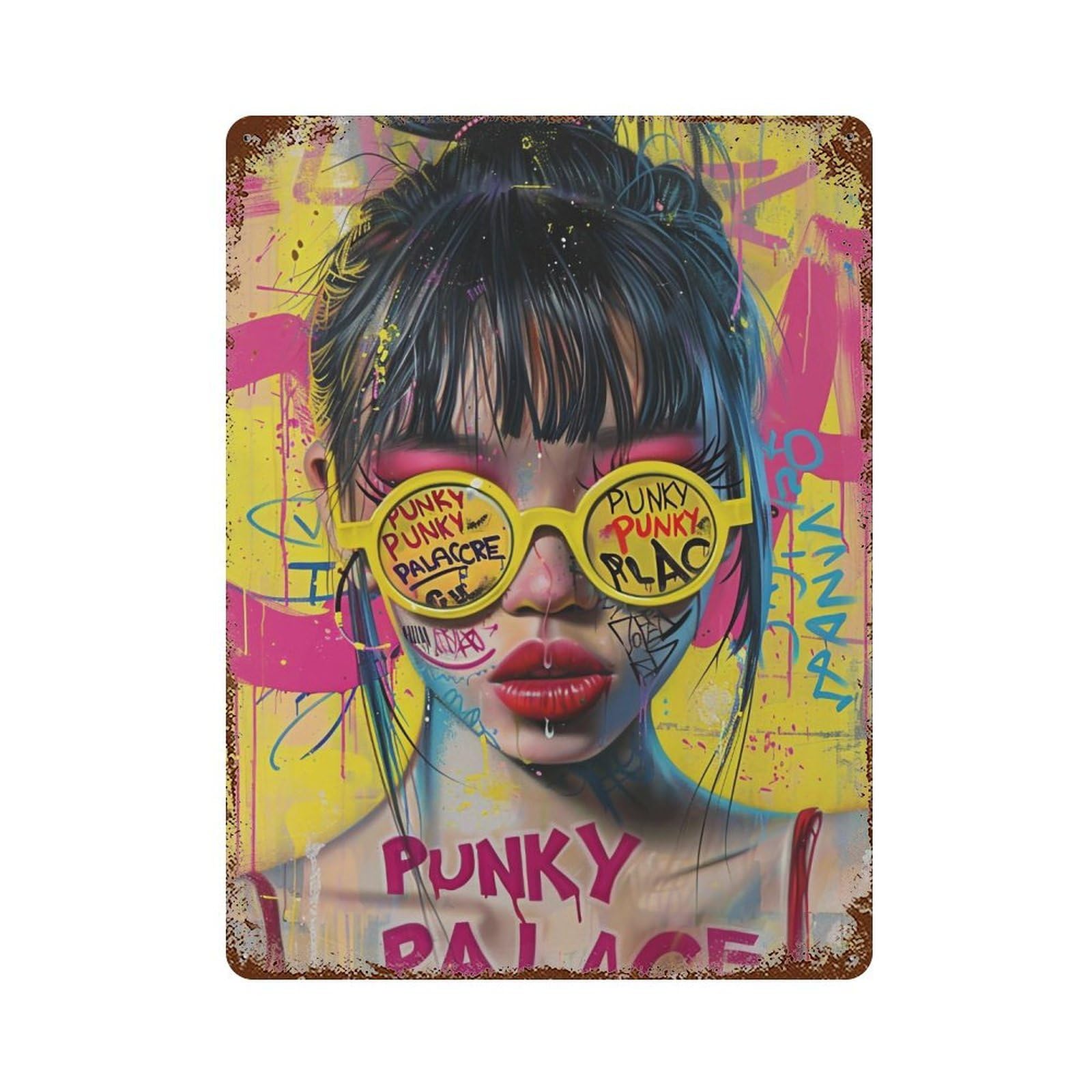 FHUYEURHRY Punky Palace Graffiti Pop Art Woman 02 Wall Decor Retro Iron Vintage Art Metal Tin Sign Poster Modern Home Cofffee Club Art Bar Shop Decorations Style-36 40x30cm