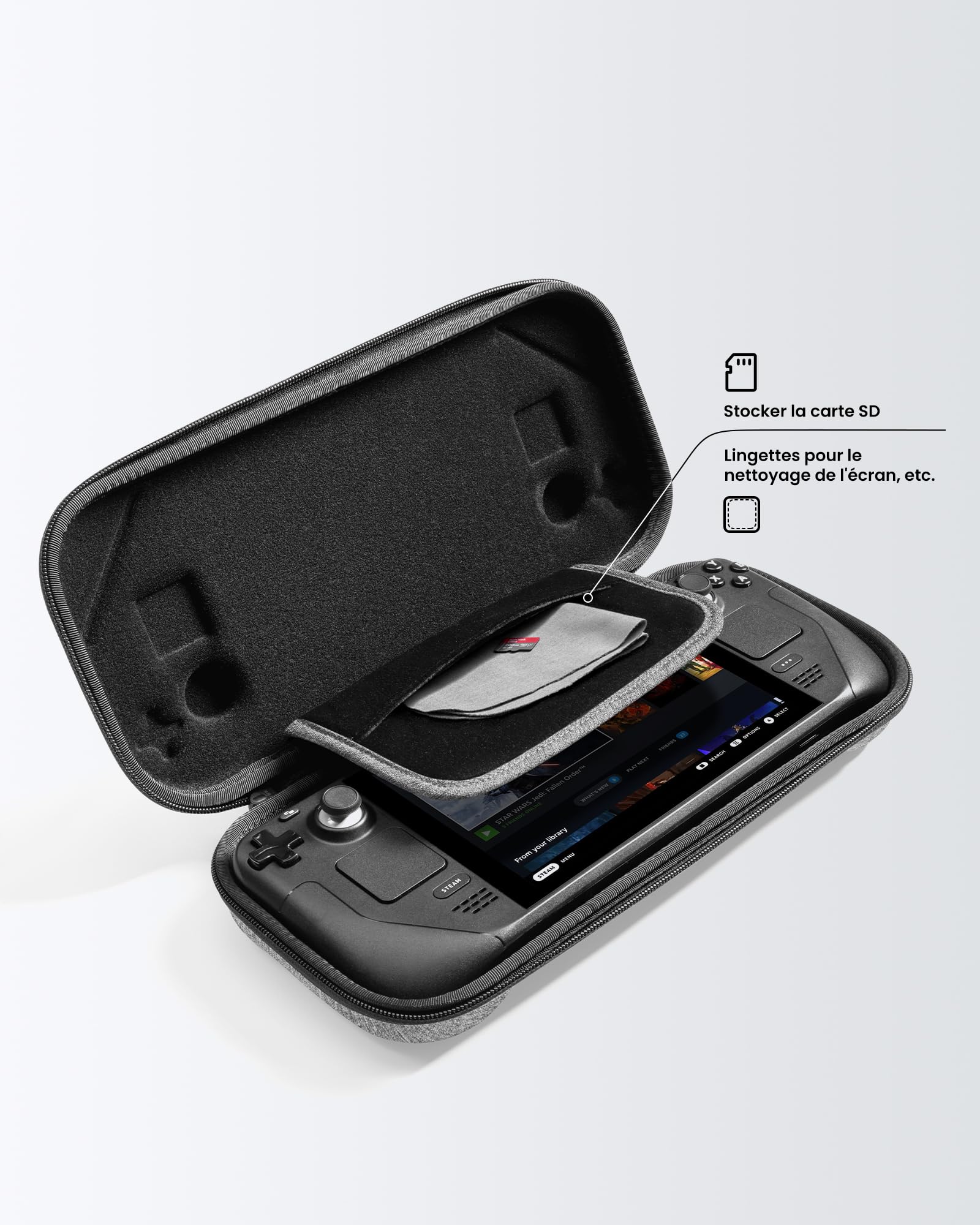 tomtoc Etui Compatible avec Steam Deck/Steam Deck OLED, Housse Rigide en EVA Entièrement Protectrice pour Transporter la Console Steam Deck/OLED et Ses Accessoires, Antichoc, Adaptée aux Voyages