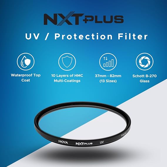 Hoya NXT Plus 43mm UV Filter Schott B270 Clear Glass with 10-Layer HMC Multi-Coating for 98% Light Transmission, Waterproof Top-Coat, Aluminum Frame - Camera Lens Filter for Sharp, Clear Images