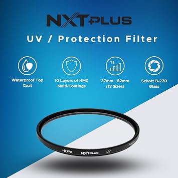Hoya NXT Plus 43mm UV Filter Schott B270 Clear Glass with 10-Layer HMC Multi-Coating for 98% Light Transmission, Waterproof Top-Coat, Aluminum Frame - Camera Lens Filter for Sharp, Clear Images