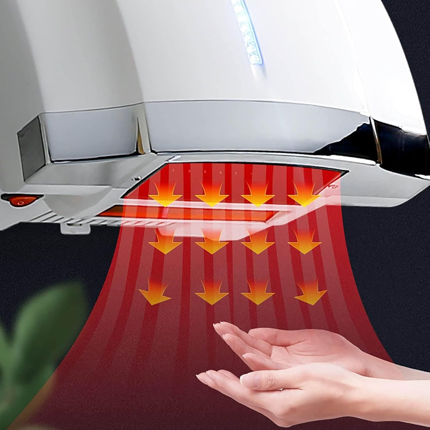 トイレ用ハンドドライヤー 業務用 自動電動ハンドドライヤー デュアルコントロール温水+壁掛け式 家庭用/ショッピング/浴室用 ホワイ