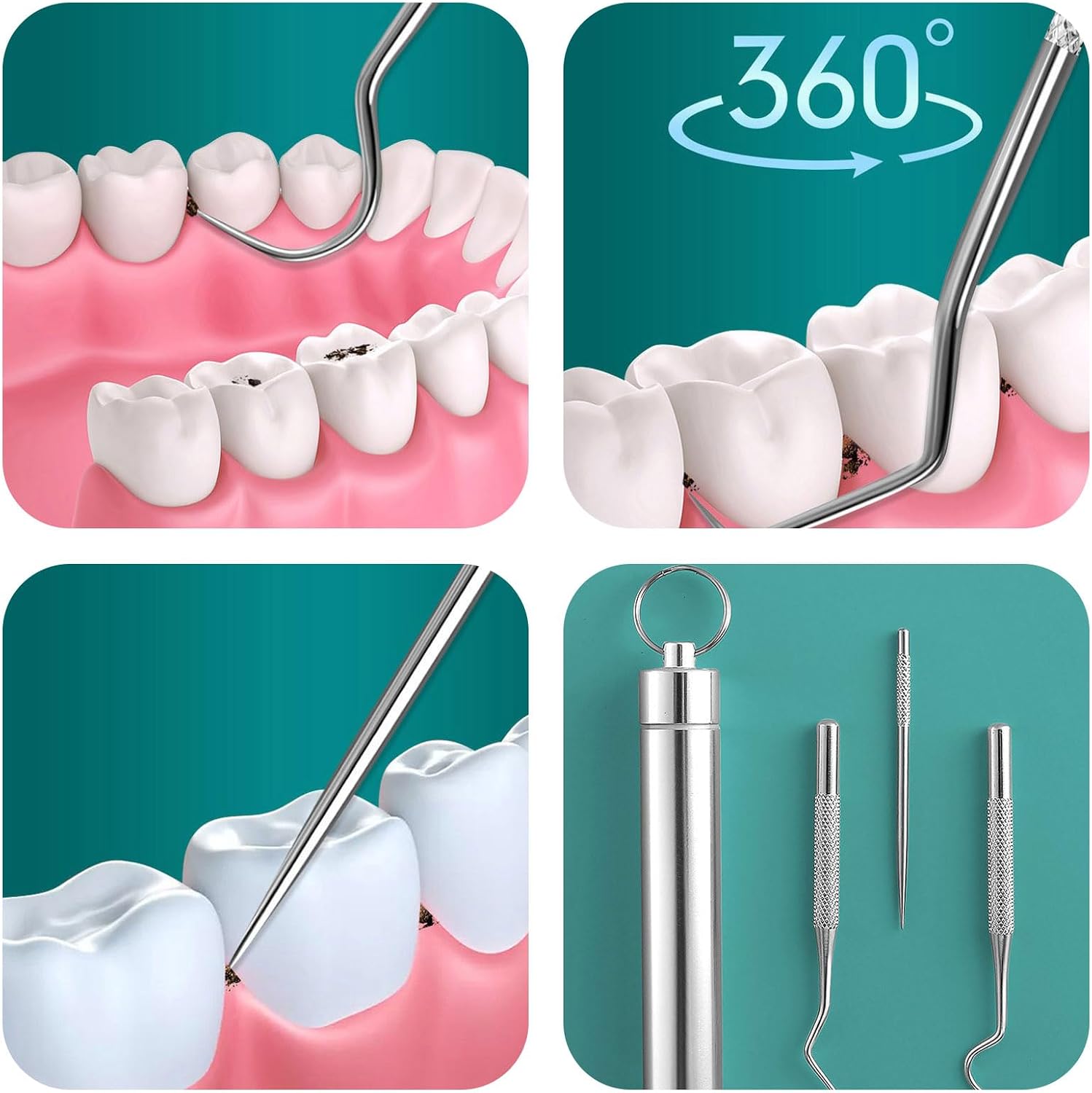 Stainless Steel Toothpick Set, Keychain Toothpicks Travel Toothpick with Storage Box, Portable Dental Cleaning Kit Suit for Home, Office, Travel (1)