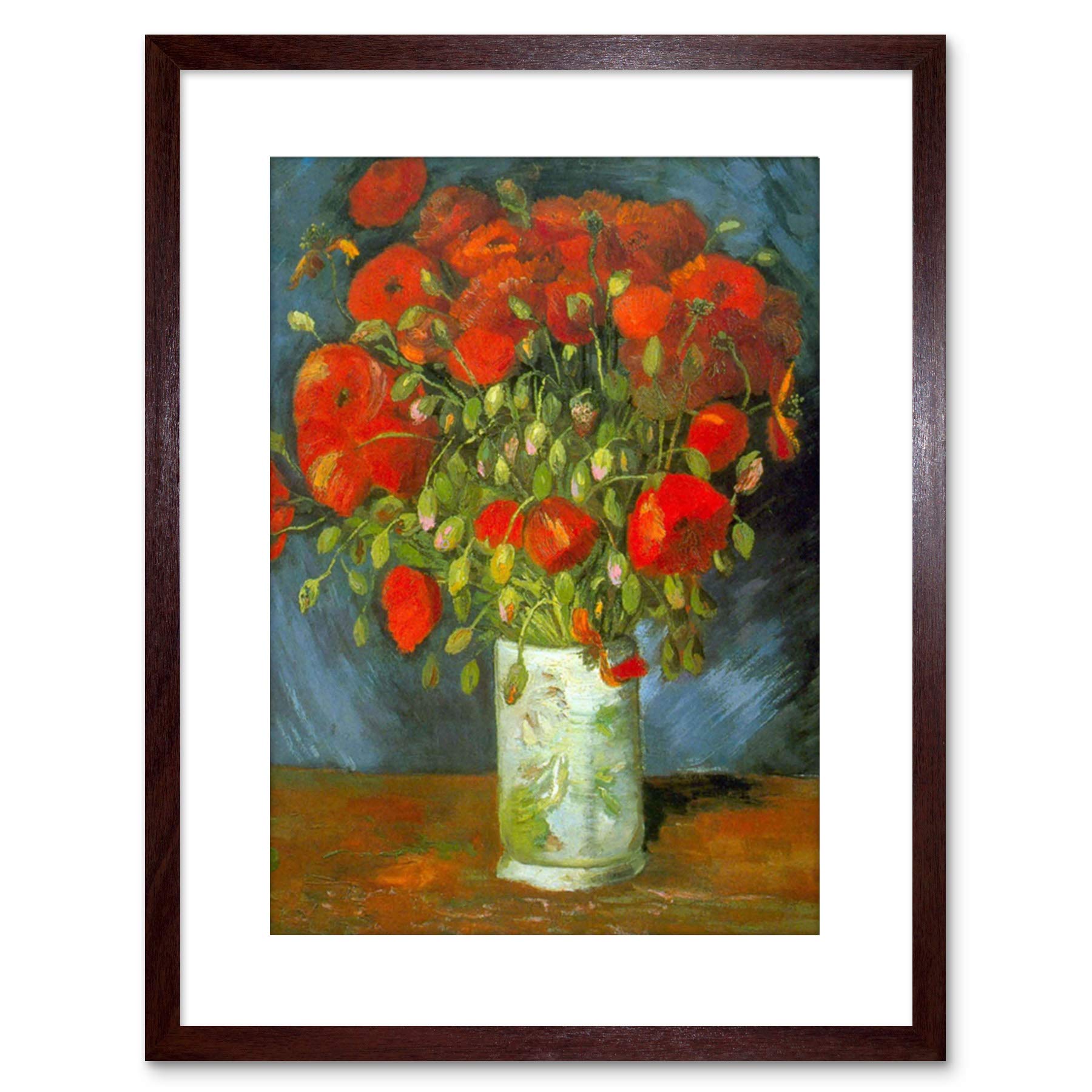 Wee Blue Coo Painting Van Gogh Vase Red Poppies Framed Wall Art Print