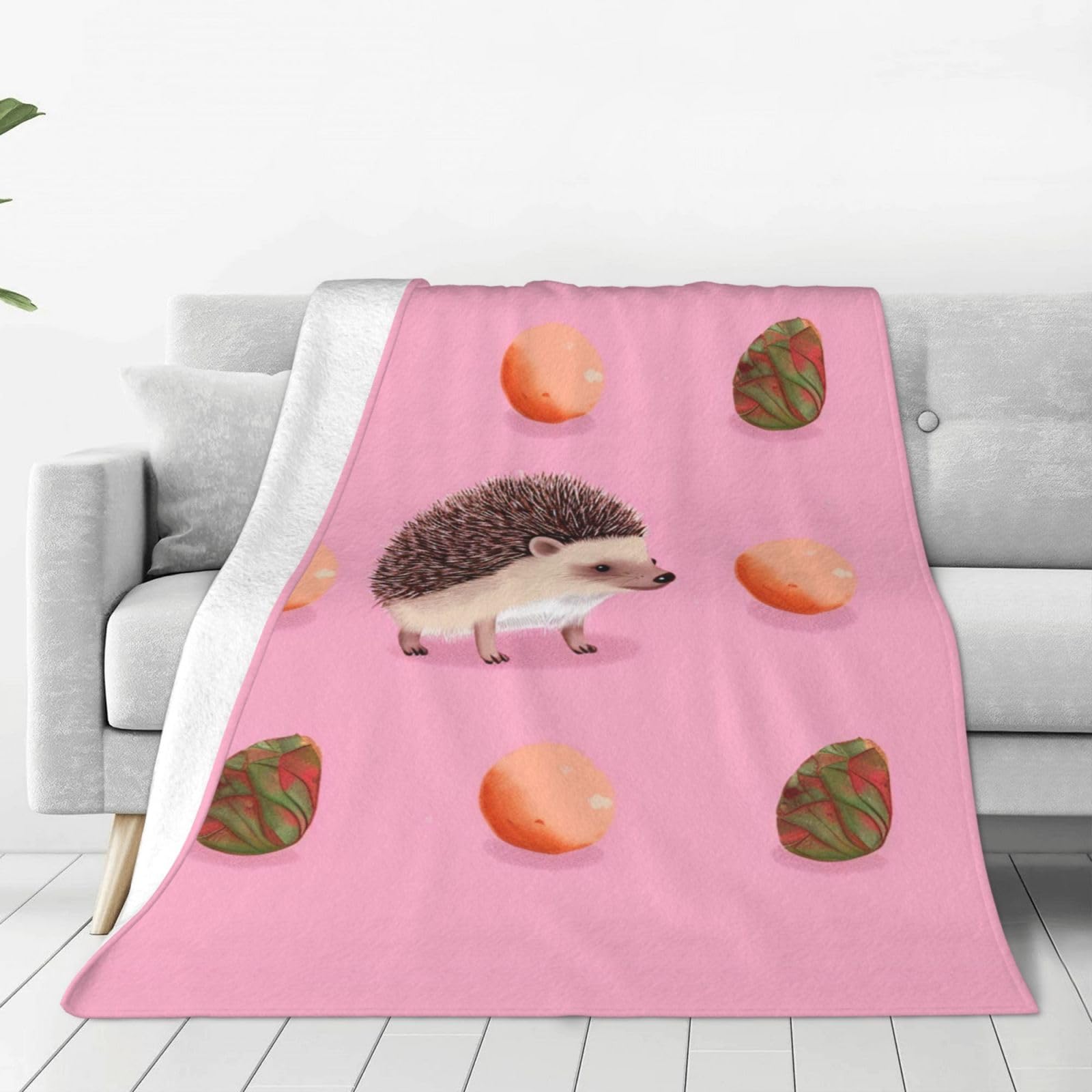 Little Hedgehog Throw Blanket for Couch, Plush Fuzzy Soft Flannel Blankets and Throws for Sofa, 50"x40" Bed Blankets for Travel Camping Chair, All Season Warm Fleece Blanket