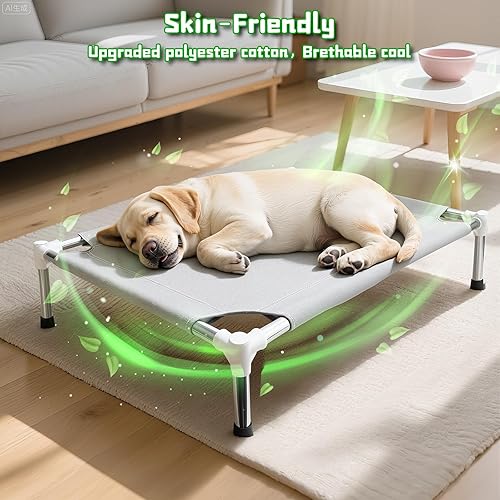 Miniatura 5 de Makerfire Cama elevada para perro, cuna elevada para interiores y exteriores, para perros medianos, cama desmontable para mascotas con pies