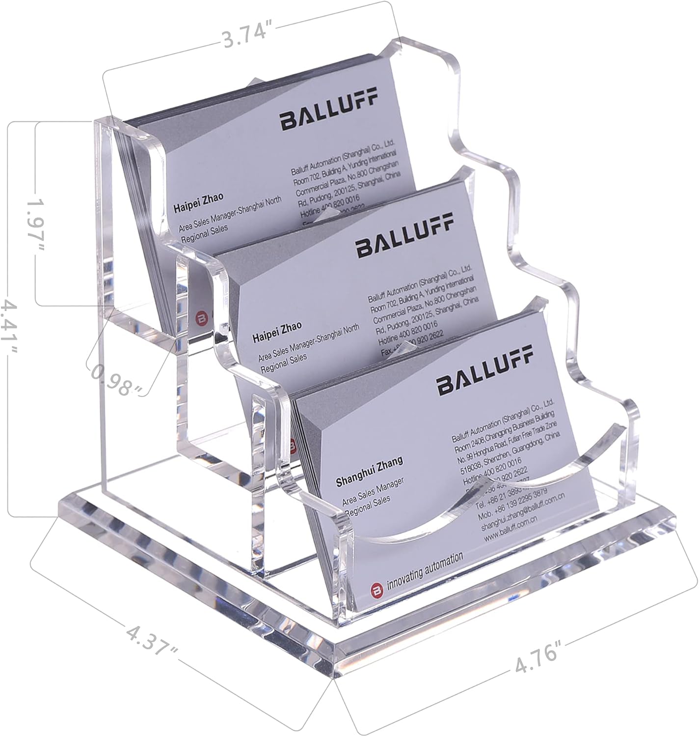 YUXUN Business Card Holder Display for Desk, Clear Acrylic Cards Organizer 3 Tier 3 Slots, Business Card Stand for Men and Women 1 Pack (3 slots) 3slots… - Image 8