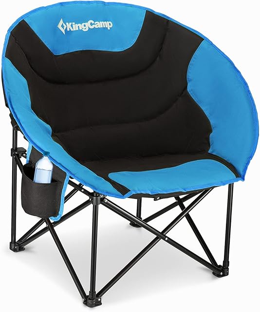 KingCamp Moon Chair Camping Folding Garden Chairs Heavy Duty Padded Camping Chair With Cup Holder