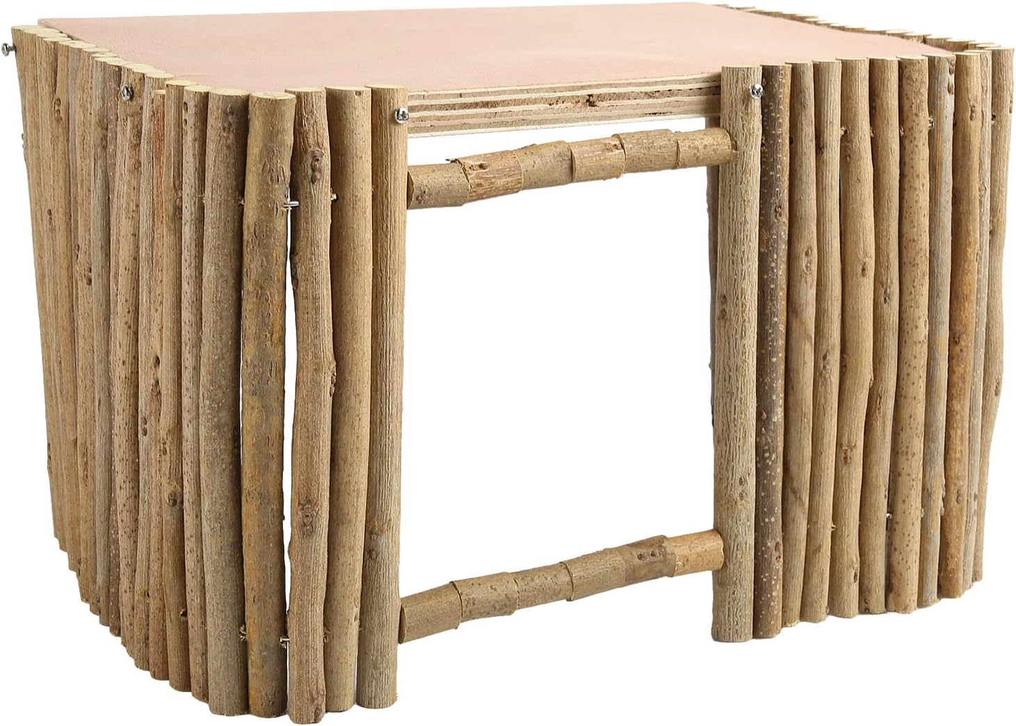 Wooden Pet Hideout Hut, Small Animal House with Breathable Fence for Hamster, Guinea Pig, Bunny, Chinchilla