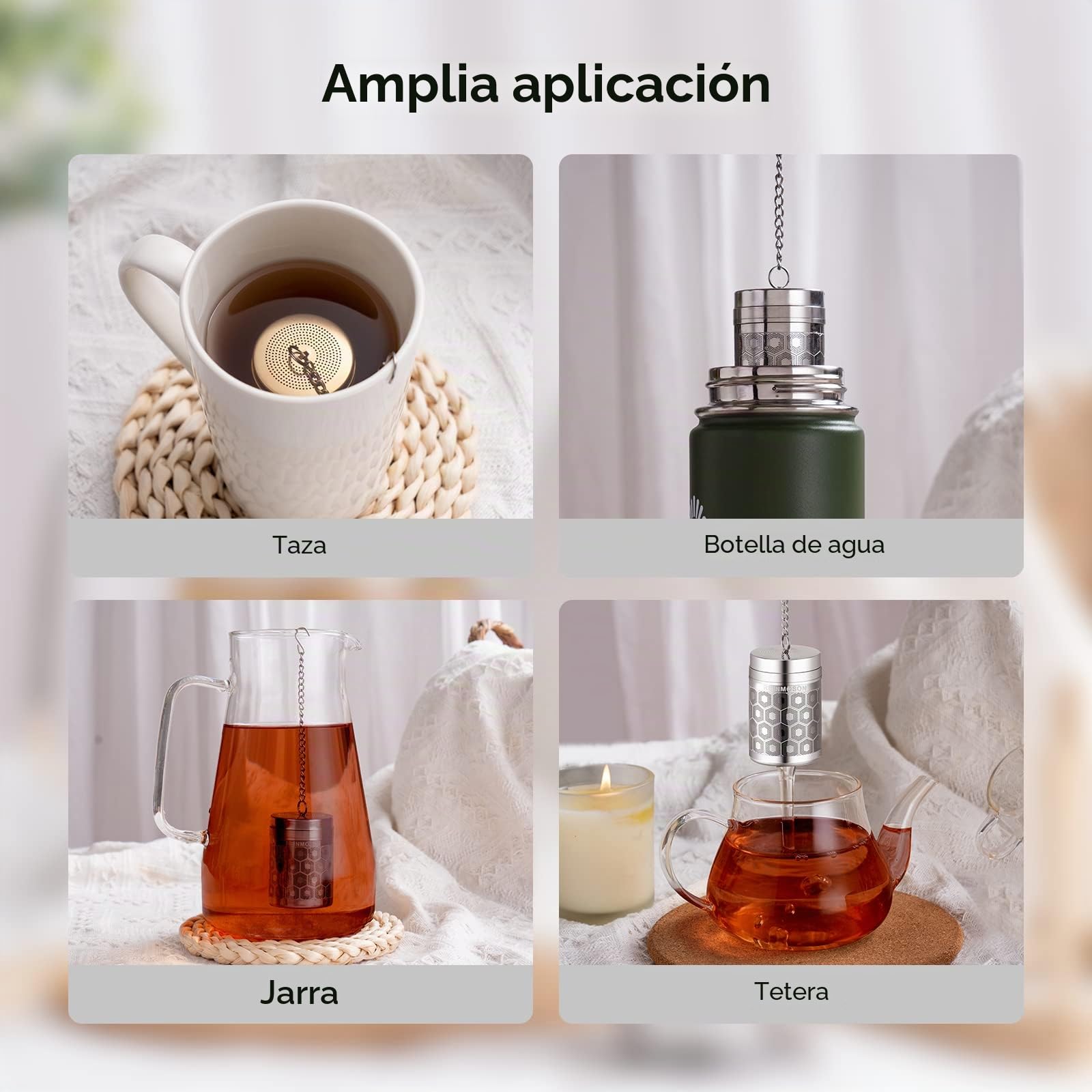Infusor de té acero inoxidable 3,8 x 5,6 cm colador malla extrafina