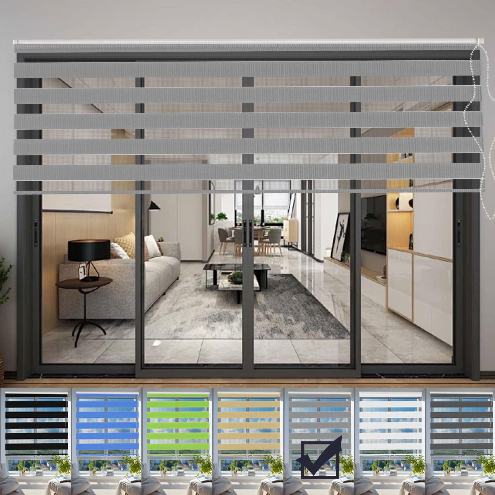 Portable Blackout Blinds 55 x 180 cm UV Protection Light Filtering Home Blackout Roller Window Blind Easy to Install Fittings Included for Home Office Bedroom, Jasny szary