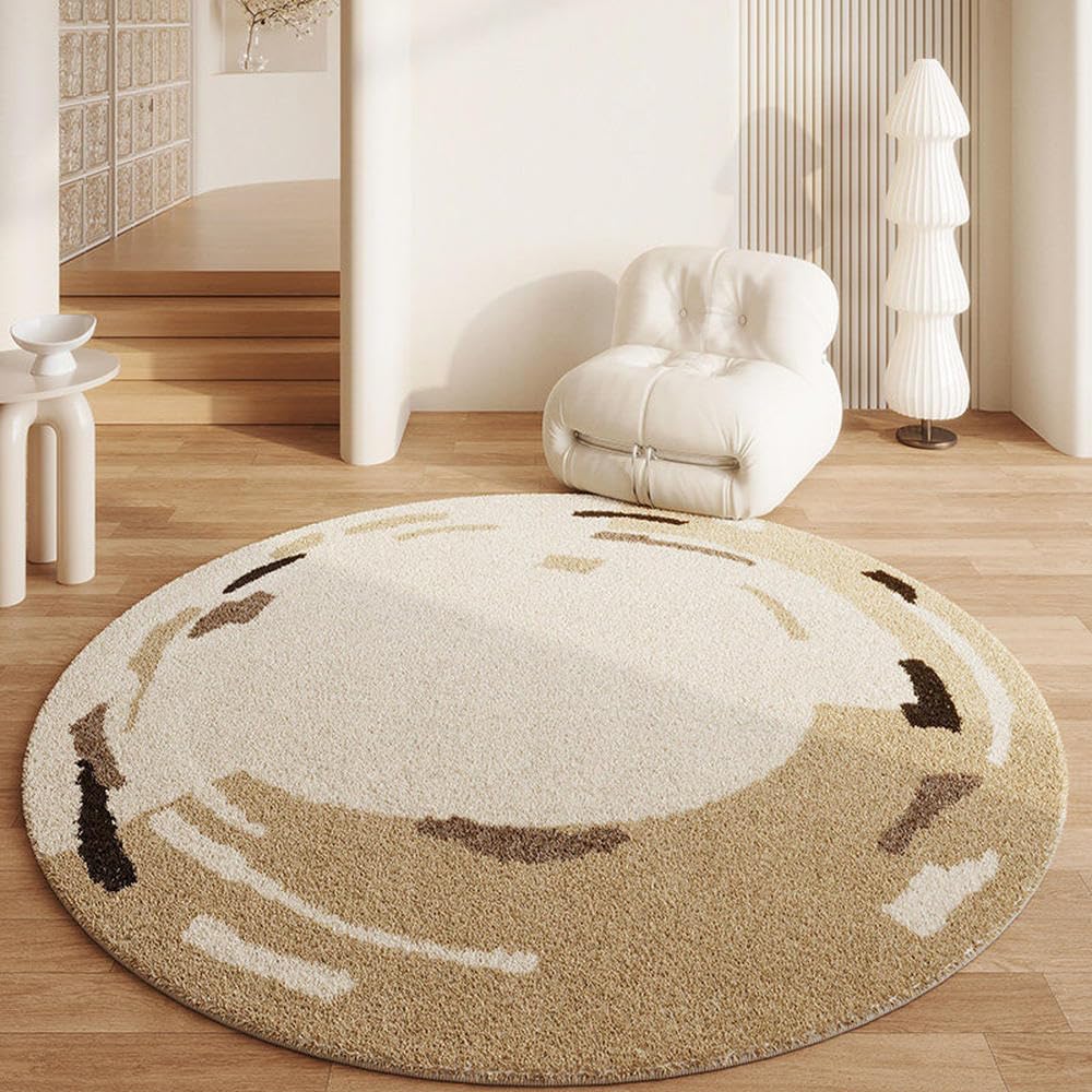 Tapis rond épais en peluche lavable pour éliminer les sols froids du salon