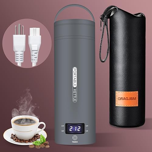 Miniatura 7 de Hervidor eléctrico de viaje, portátil, pequeño, hervidor de agua, calentador de agua con 4 controles de temperatura, acero inoxidable 304 con