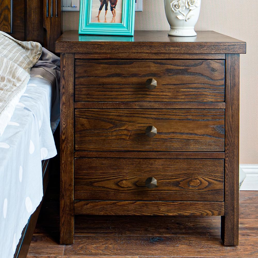 6 Pack Unique 1-1/5 Inch Diameters Single Hole Knobs Modern Simplicity Drawer Pulls Brass Kitchen Cabinet Hardware Handles for Dresser Cupboard wardrobes, Antique Bronze, L