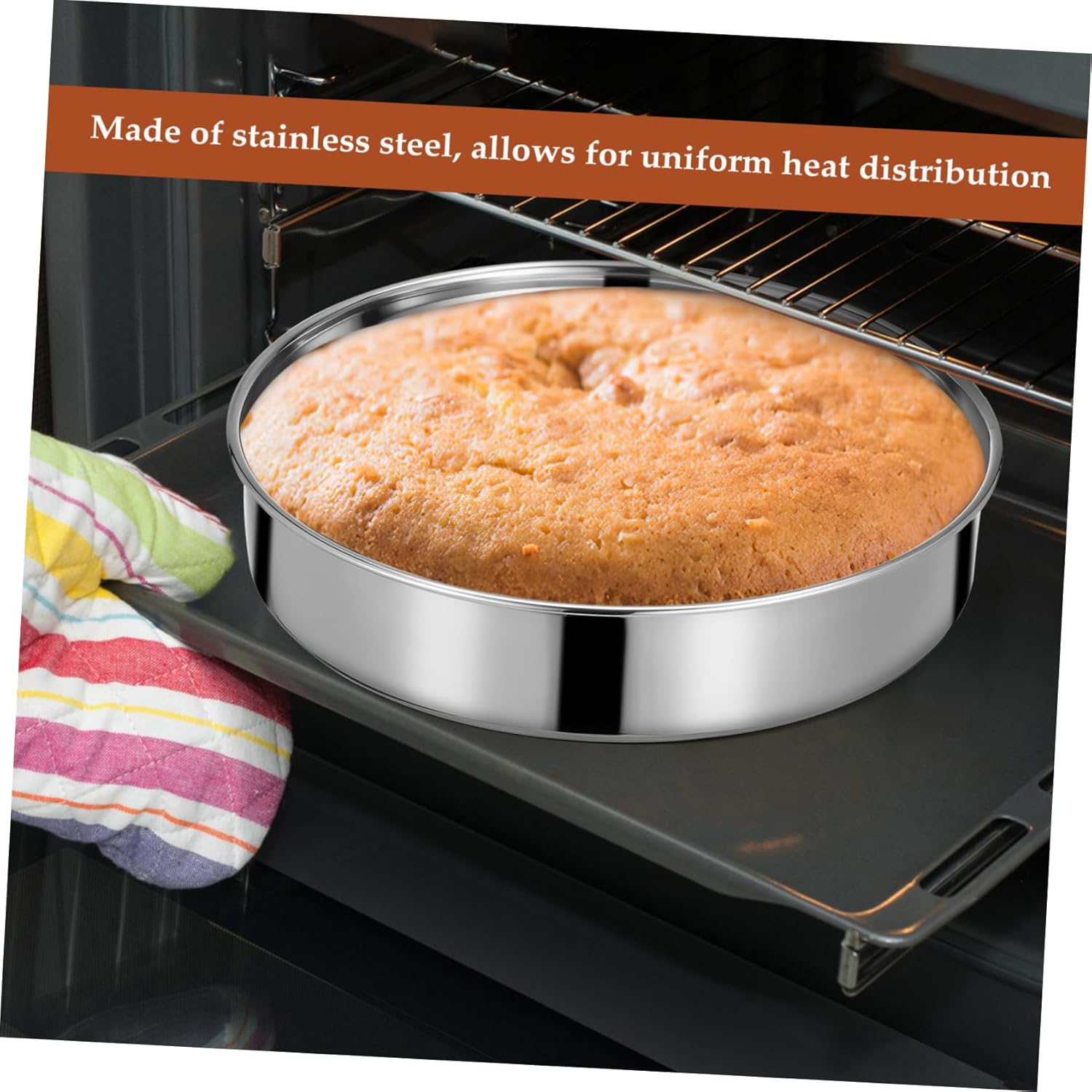 Mikinona Set of 2 Round Cake Pans Stainless Steel Baking Pans Pie Tins for Efficient Baking Perfect for Desserts Snacks