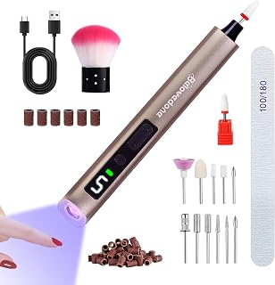 Belovedone Nail Drill Kit with UV Light 2 in 1 Electric Professional Cordless Nail File for Home and Salon Use Portable Nail Filer Manicure and Pedicure kit
