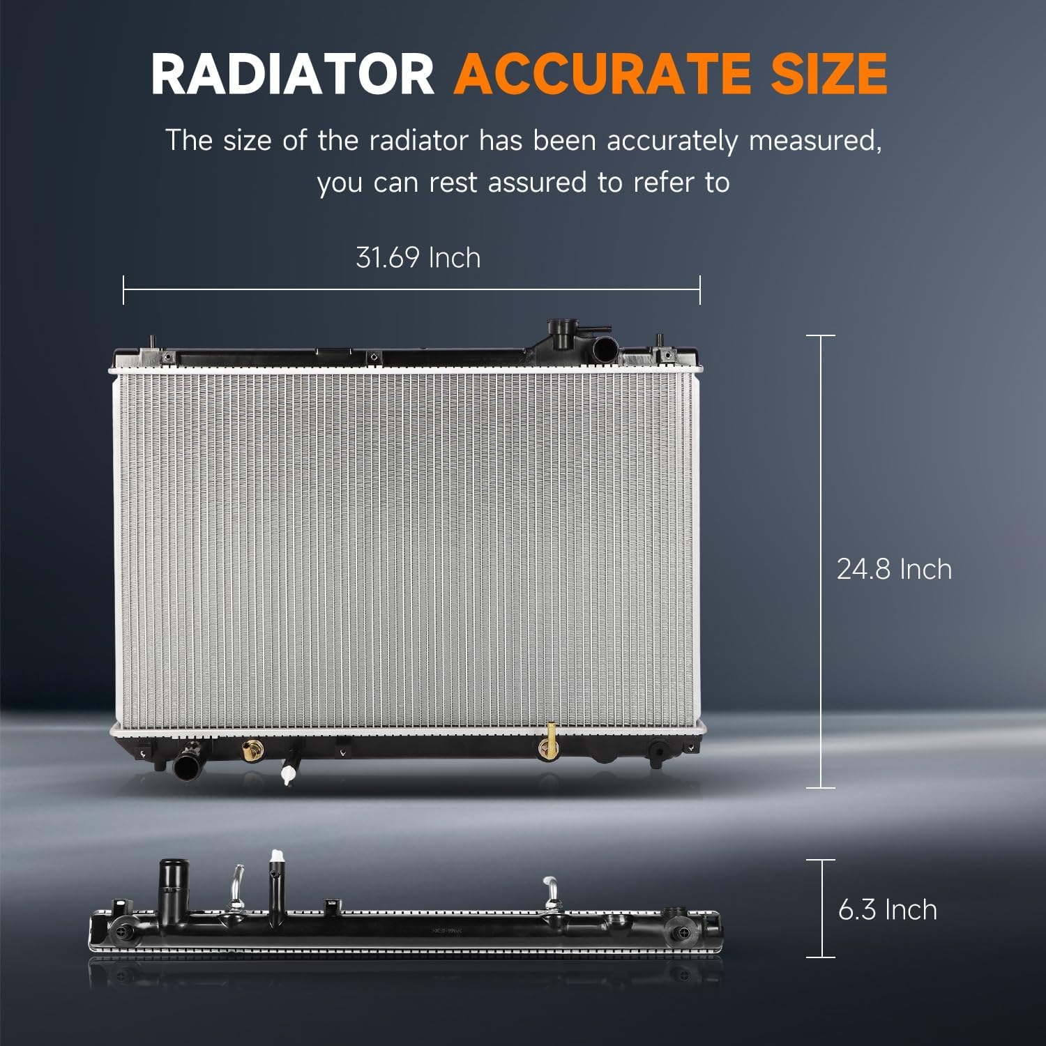 OCPTY 2452 Engine Coolant Radiator Compatible with 2001-2003 for Toyota Highlander 3.0L 2004-2007 for Toyota Highlander 3.3L Replace# 2452,1640020220,1640020330,16410YZZAL Aluminum Core