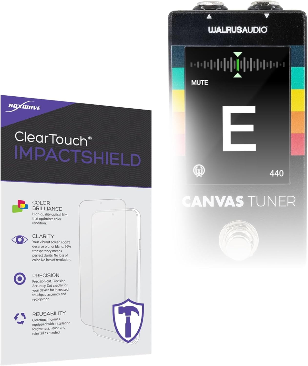 BoxWave Screen Protector Compatible with Walrus Audio Canvas Tuner - ClearTouch ImpactShield (2-Pack), Impenetrable Screen Protector Flexible Film