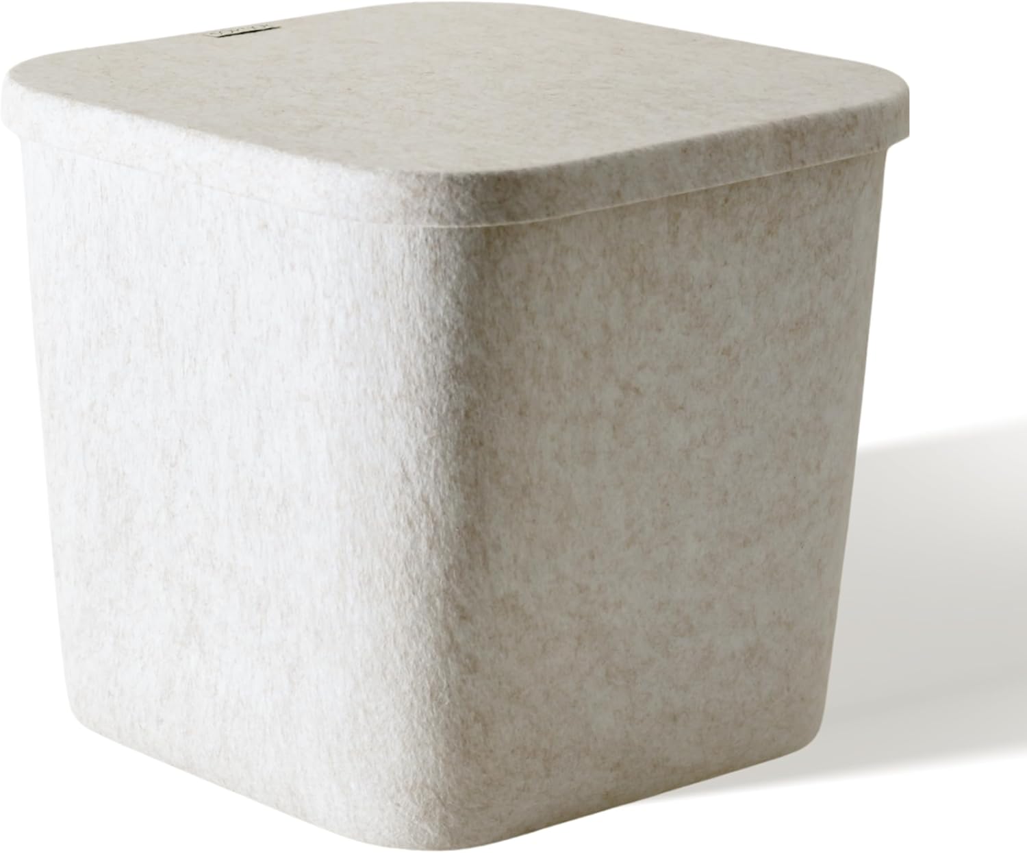 SortJoy The Original Sculpted Bins With Lids Set of 3 Storage Bin Felt Storage Basket Drawer Organizer Clothes Closet Cabinet Bathroom, Pantry, Kitchen 12.5" x 12.5" x 11.63" (Stone, Oatmeal)
