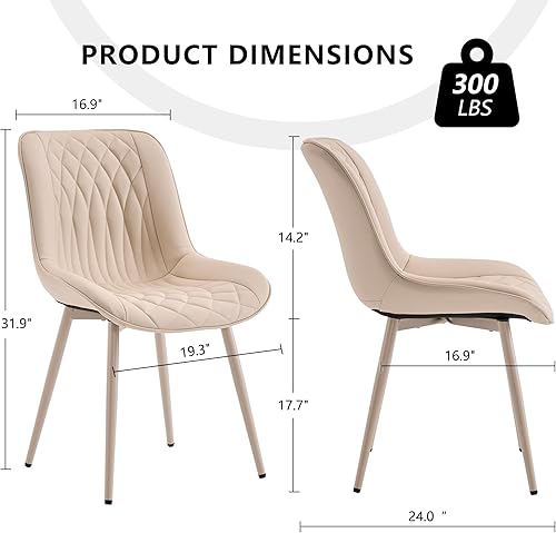 Miniatura 2 de Juego de 2 sillas de comedor YOUNIKE con respaldo alto, sillas de cocina y comedor estilo de mediados de siglo, tapizadas en cuero sintético, silla