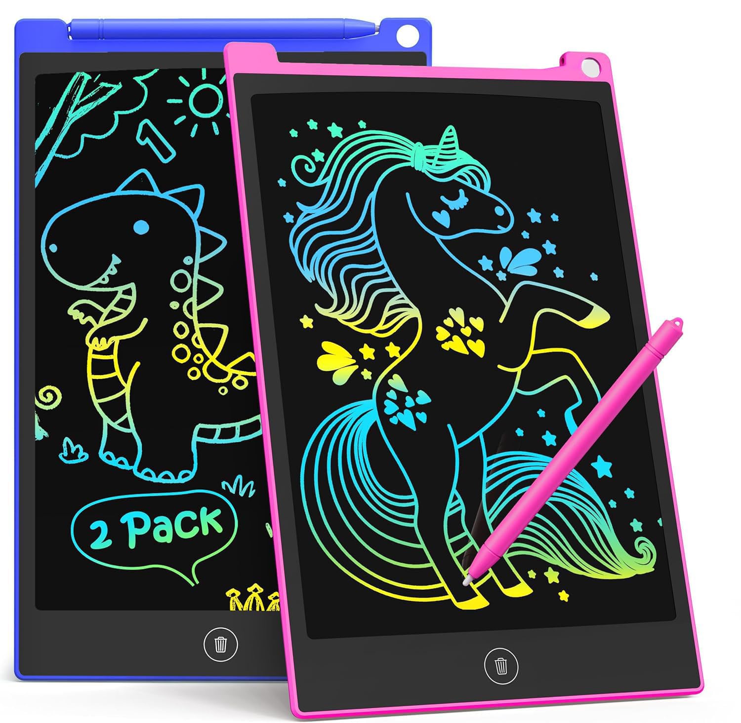 TECJOE 2-Pack LCD Schreibtablett, 10-Zoll buntes Doodle Board für Kinder, elektronische Zeichnung Tablet Zeichnung Pads, Geschenke für 3–6-Jährige