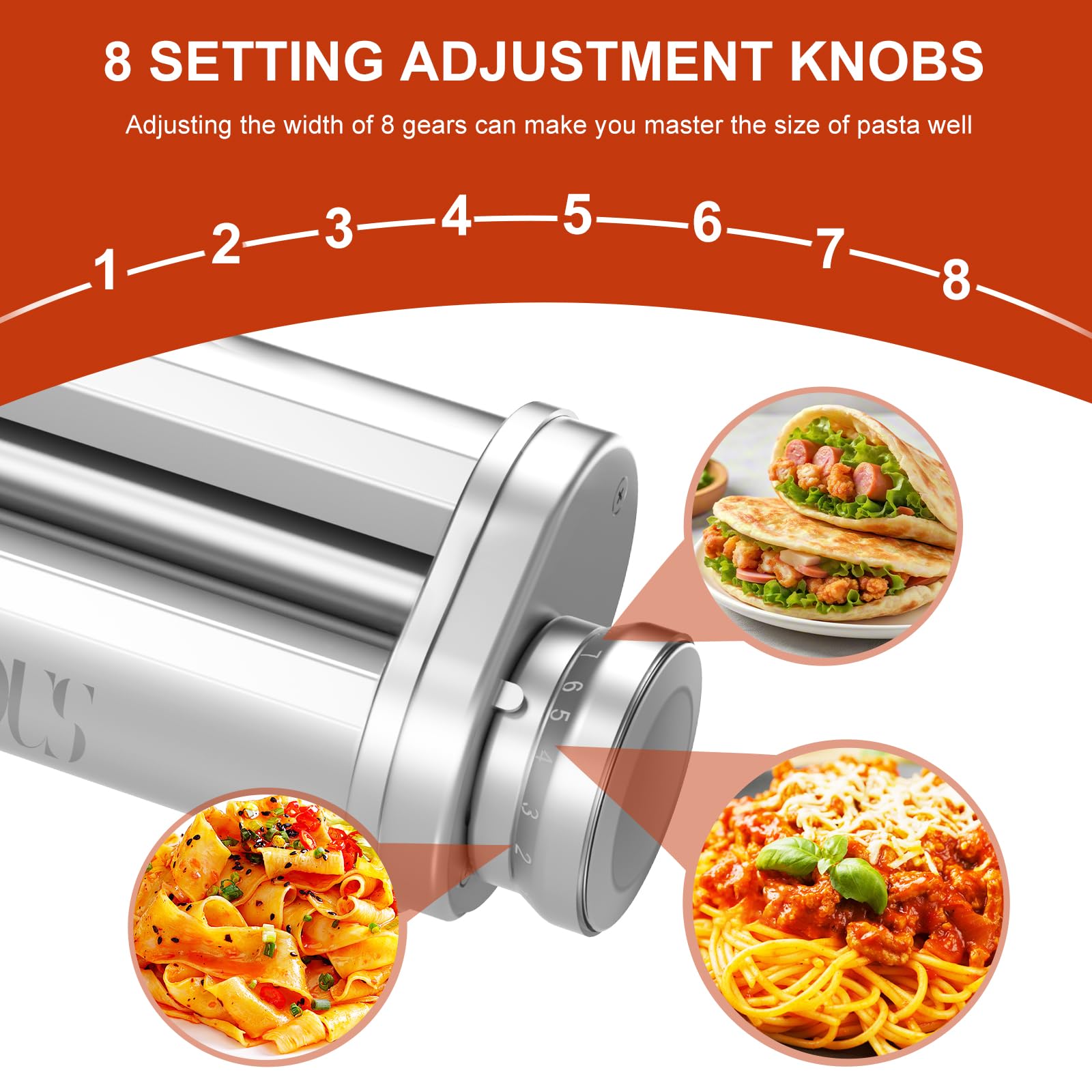 Nudelaufsatz für Bosch Mum5 Mum4 Zubehörteile, Nudelvorsatz aus SUS304 Edelstahl, Pasta Roller Edelstahl Spaghetti Fettuccine Kompatibel mit BOSCH Küchenmaschinen MUM5 MUM4 (Nudelaufsatz Set)