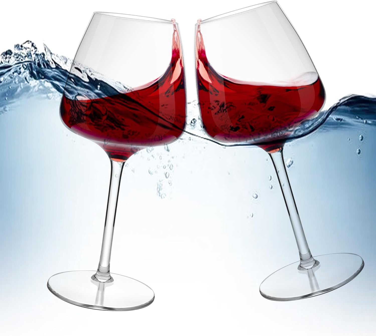 MICHLEY Floating Wine Glasses for Pool Unbreakable Tritan Plastic Red Wine Glasses with Stem Poolside Floating Cups 20.5 OZ, Dishwasher Safe, Set of 4