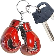 Flat 2D Boxing Gloves Keychain | Acrylic Pendant for Backpack, Key and Car Interior | Small Red Keychain, Ideal for Women and Men