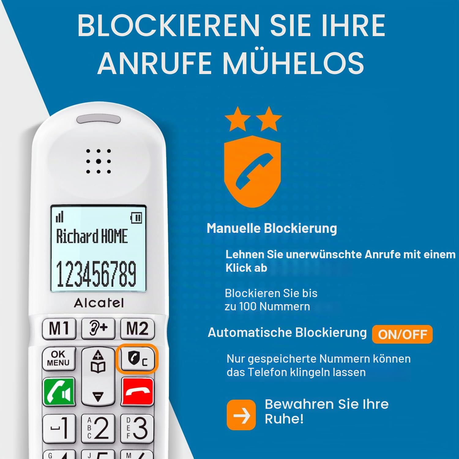 ALCATEL XL685 Voice – Schnurloses Festnetztelefon DECT Senior Format XL mit Anrufbeantworter – Display mit hoher Lesbarkeit – große Tasten – Audio Boost – Freisprecheinrichtung – Anrufsperre – Weiß