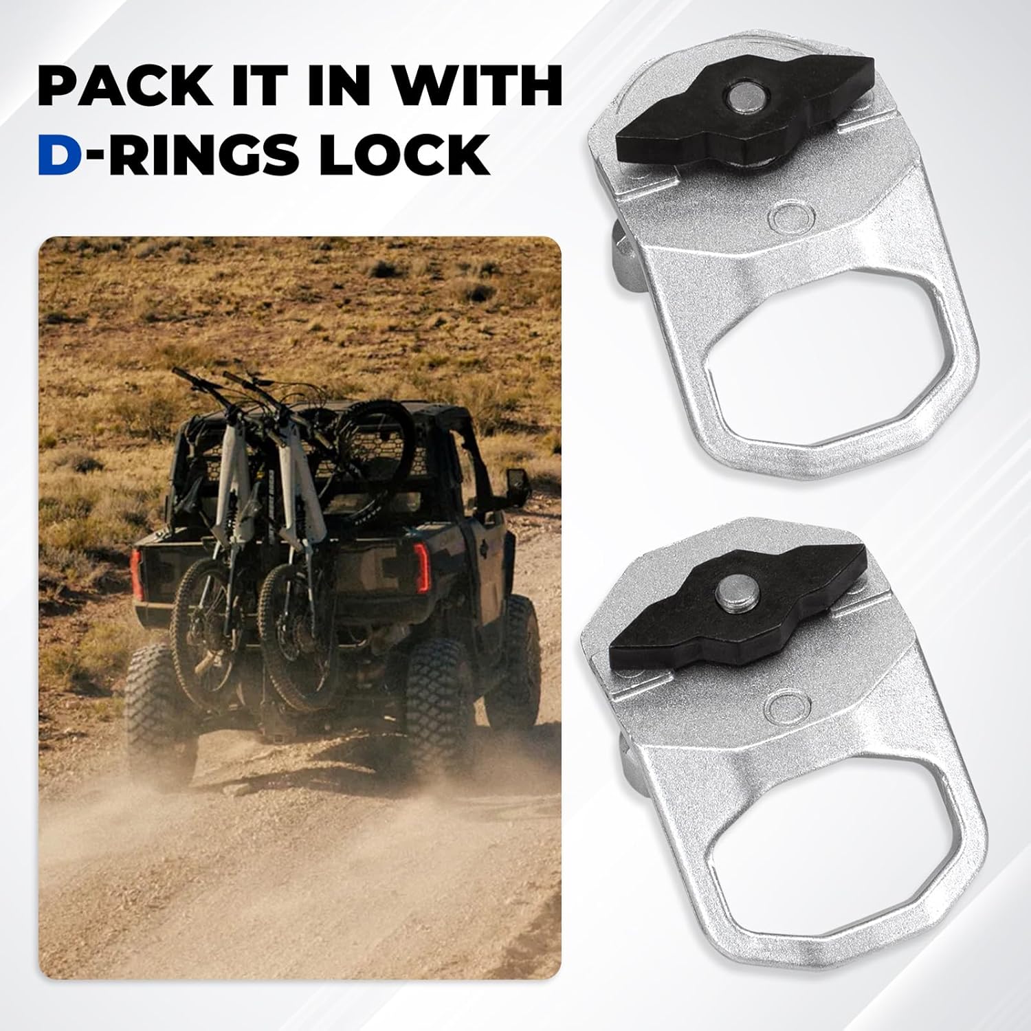 Lock and Ride Max D-Rings for Polaris Xpedition Ranger 1500 XD 2026 2024 2025 Northstar Crew Premium Ulimate ADV XP 5 Replacement# 2889620 2890894, Set of 2 (Silver)