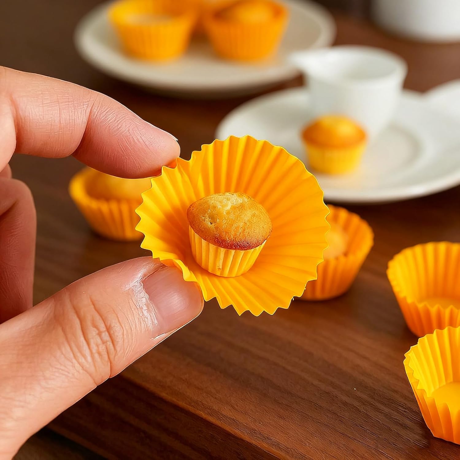 1000 Pcs 1 Inch Mini Muffin Liners,Muffin Liner for Baking White Cupcake Papers Baking Cup Liners,Used for 48 Cup Mini Muffin Pa (Yellow) image 5