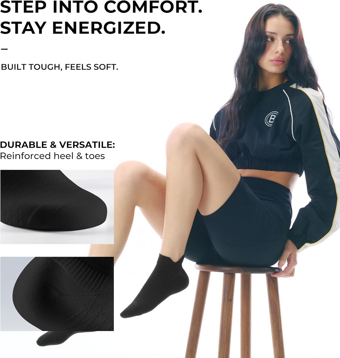 FITRELL Ankle Compression Socks for Women & Men - 5/6 Pairs Cushioned Arch Support Running Socks, Plantar Fasciitis Relief - Image 6