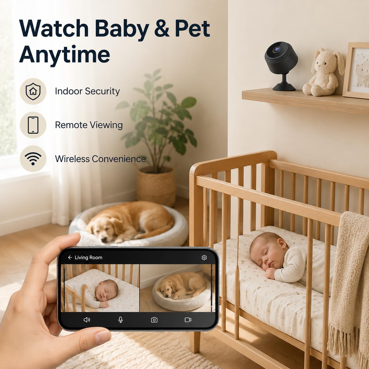 ELEFOCUS Cámara oculta, mini cámara espía inalámbrica 2K para seguridad del hogar, cámaras Espias Ocultas, cámara secreta WiFi para mascotas/bebé, pequeña cámara de niñera interior con visión nocturna