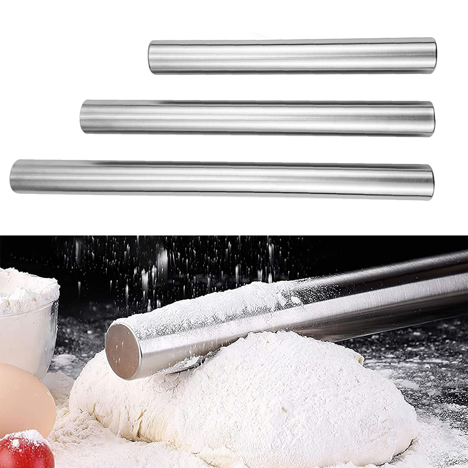 3Pieces 430Stainless Steel Hollow Pastrys Roller Corrosions Texture For Home And Professional Kitchens
