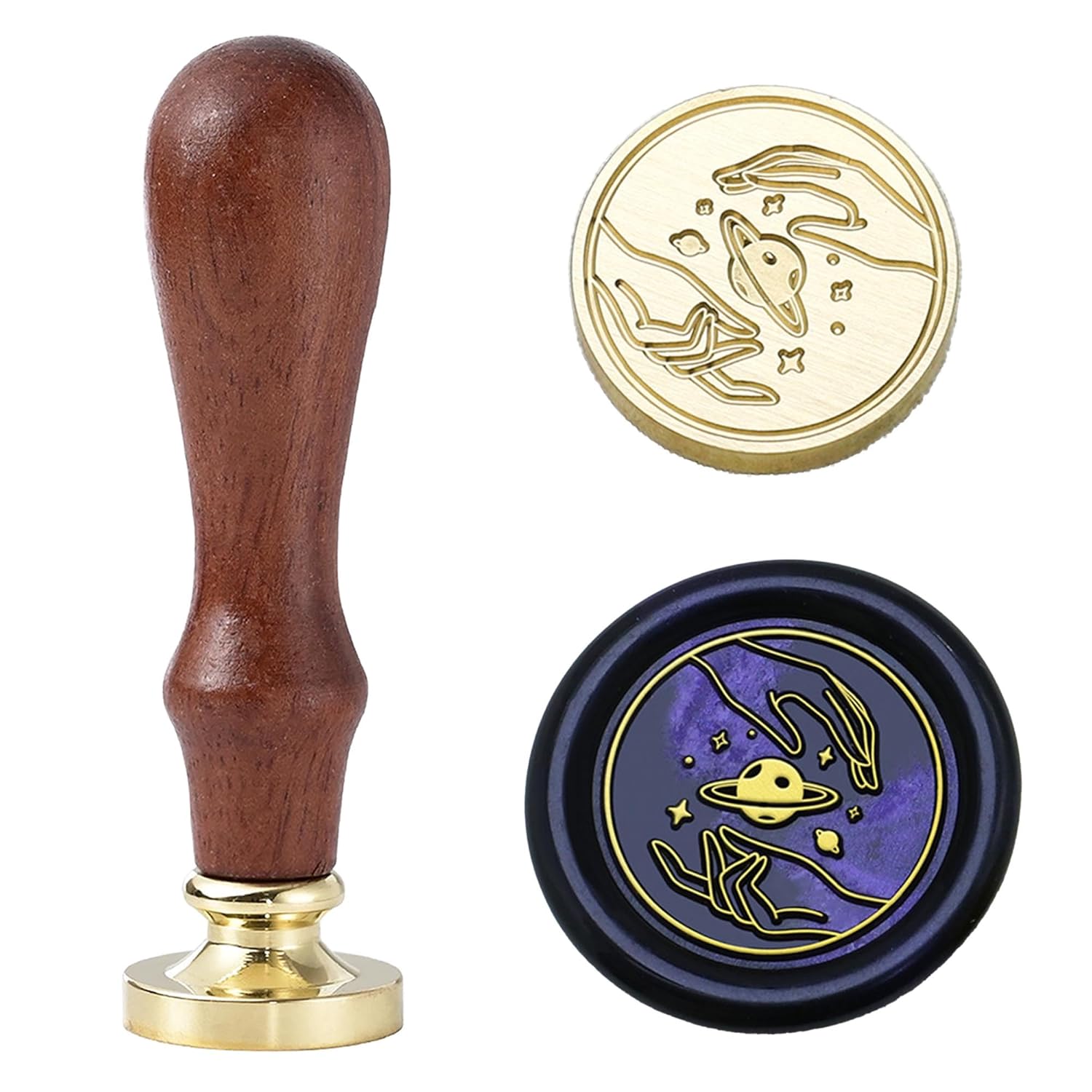 Gesture Wax Seal Stamp Set - 16 Hand Sealing Wax Stamp with Handle,0.98-Inch (25mm) Brass Sealed Stamp for Valentine's Day, Craft Decoration, Glass Bottle Sealing