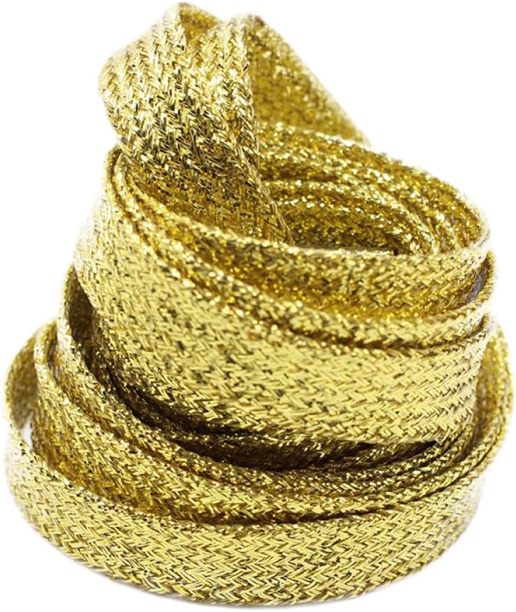 Shoelaces,Metallic Glitter Flat Shoelaces for Women Girls and Kids,115cm,Canvas Sneaker Athletic Boots Shoe.Colour Gold