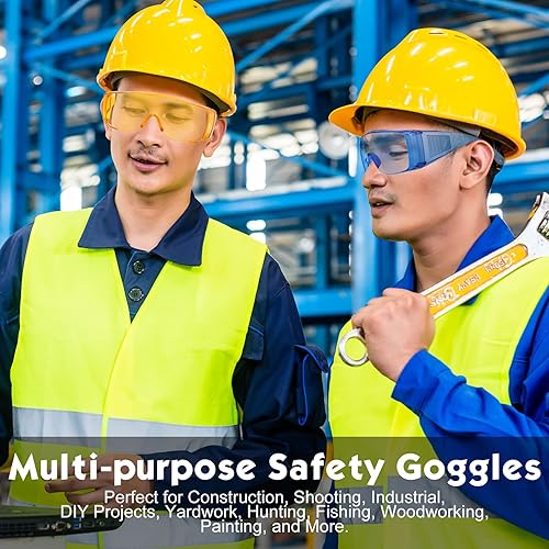Miniatura 5 de Yunsailing 24 pares de gafas de seguridad transparentes antiarañazos, protectores de ojos con marcos coloridos, gafas antivaho a granel para hombres