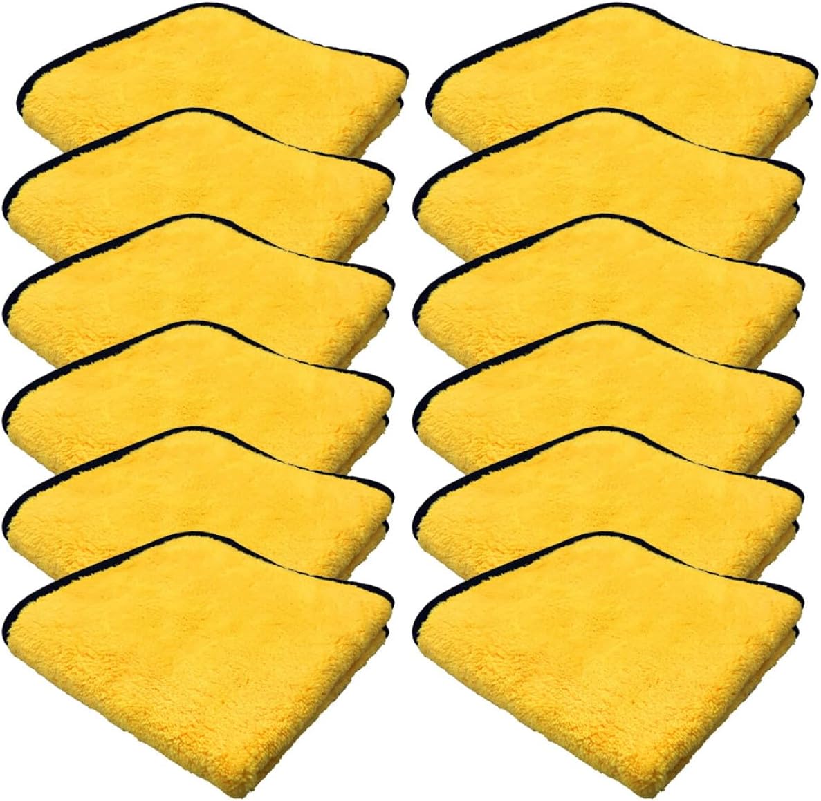 Homoyoyo 12pcs Double-Sided Microfiber Car Towels 40x30cm Super Absorbent Thickened Auto Washing Cloths for Exterior and Interior Drying and Waxing