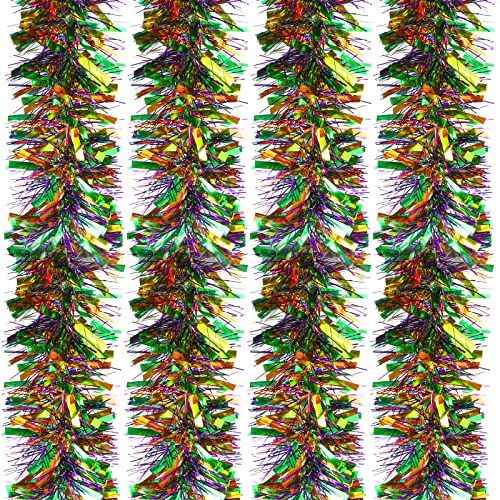 Ccinee 32.8Ft Mardi Gras Tinsel Garland, Metallic Festooning Garland Twist Glitter Shiny Garland Hanging Fringe Garland For Mardi Gras Party Decorations Gold/Green/Purple #TOP3
