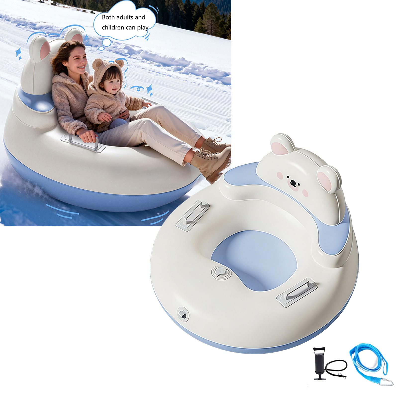 E sicuro tubo da neve per bambini con dispositivo ad aria manuale facile da usare e costruzione salvaspazio in PVC per divertimento all'aperto in famiglia