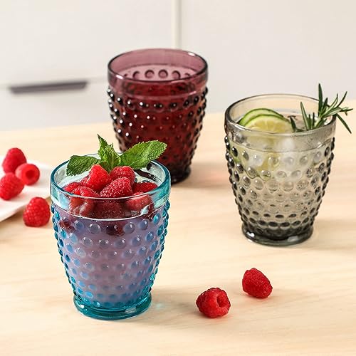 Miniatura 8 de G Hobnail - Juego de 6 vasos de 10.25 onzas para bebidas heladas, estilo vintage, de primera calidad, para refrescos, jugo de soda, agua de whisky,