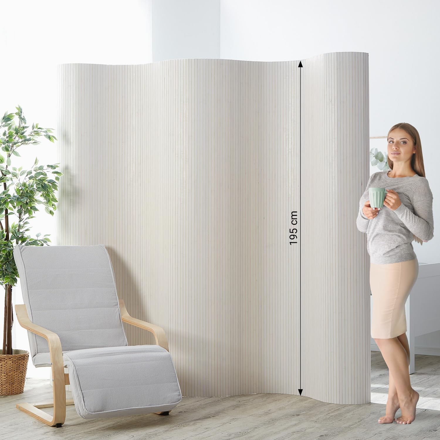 Paravent bambou 200 x 250 cm blanc