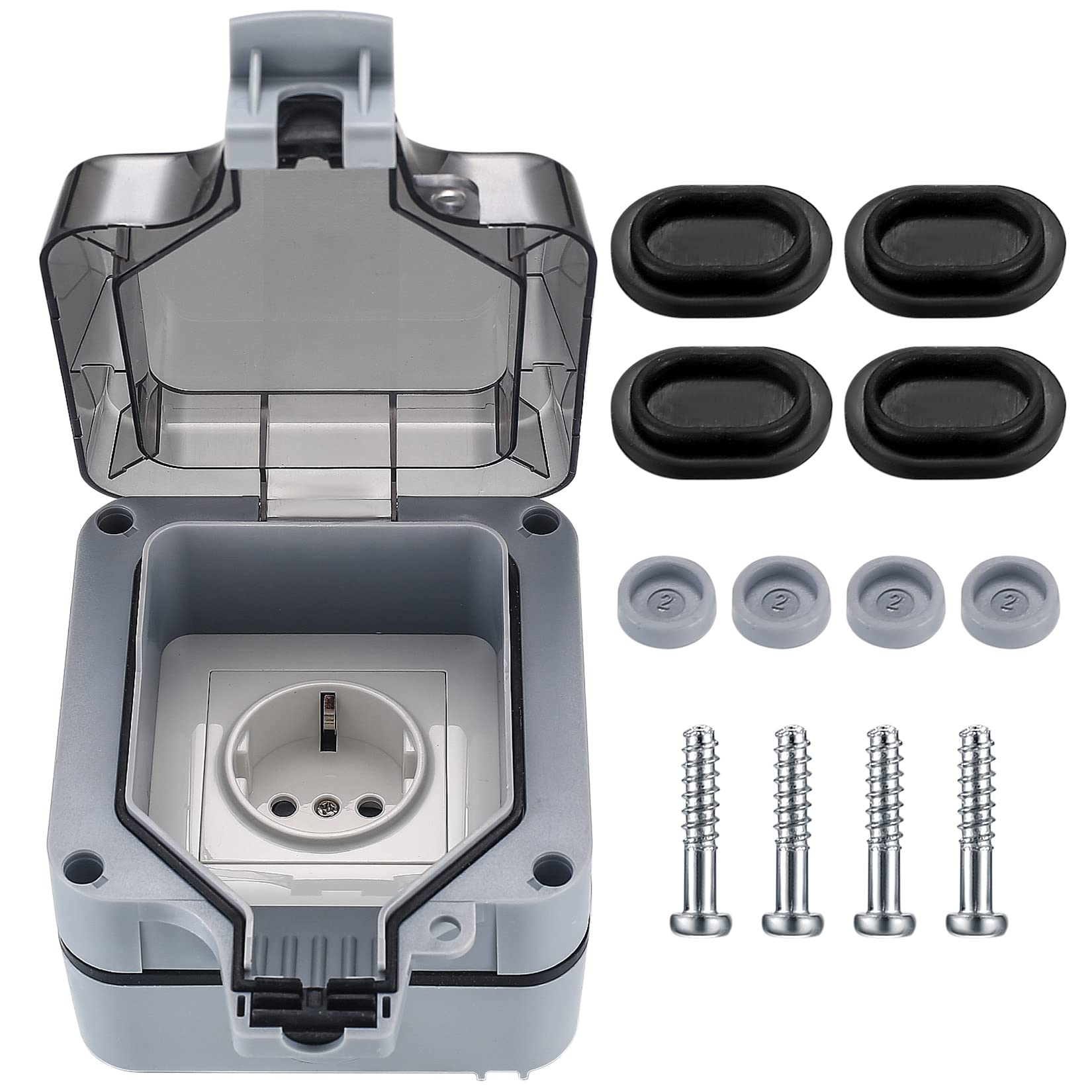 Outdoor Outlet Socket Waterproof IP66 Single Wall Socket Exterior Outdoor Outlet Socket Waterproof IP66 Single Wall Socket Exterior