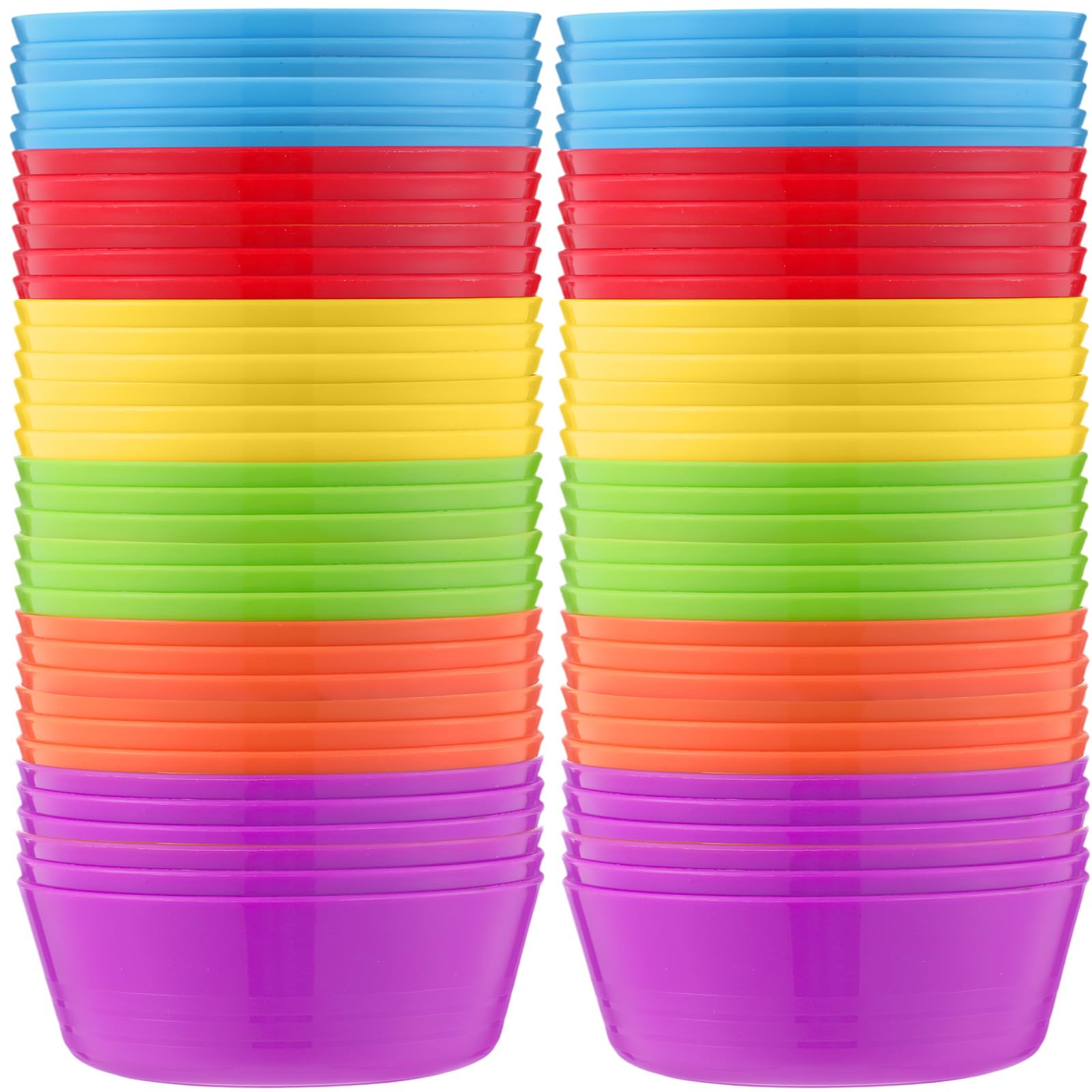 Foaincore 72 Pcs Kids Plastic Bowls 10 Oz Cereal Snack,Vivid Colors