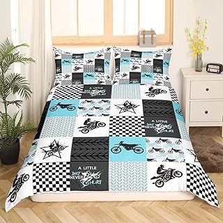 Feelyou Dirt Bike Comforter Cover Set Extreme Sports Bedding Set for Kids Boys Girls Racing Motocross Rider Duvet Cover Motorcycle Bedspread Cover 1 Duvet Cover with 1 Pillowcase Twin Size