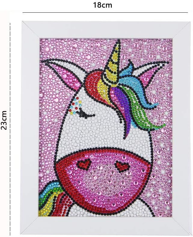 N2 Unicorn Diamond Painting Kits for Kids, Diamond Art for Kids with Frame Diamond Art Kits for Kids Beginner 18x23cm
