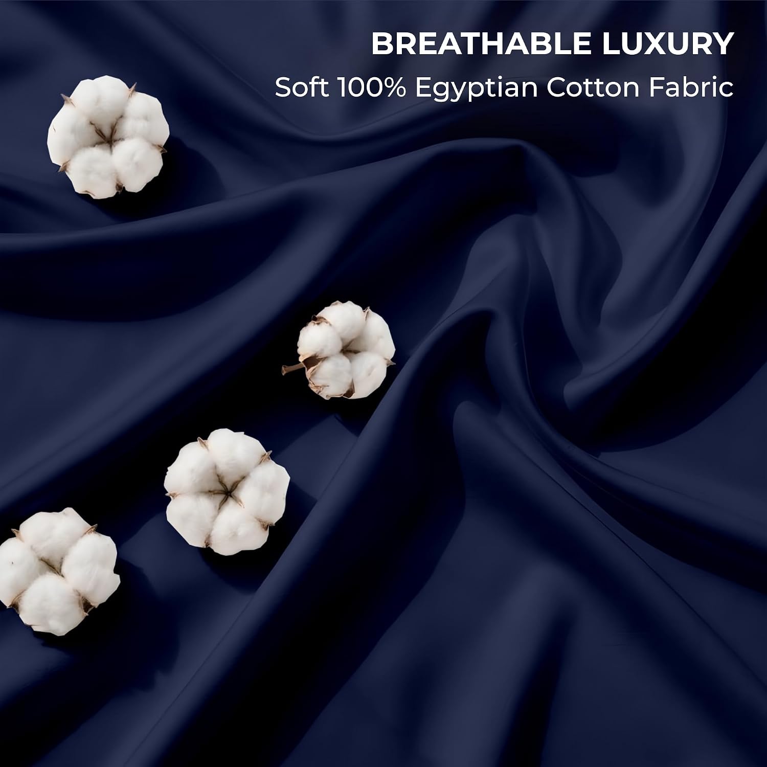 SGI bedding 100% Egyptian Cotton Sheets Queen Size – 600 Thread Count Sheets Set, Soft, Cooling, 15" Deep Pocket, Luxury Hotel Bedding, Breathable, Durable - Navy Blue