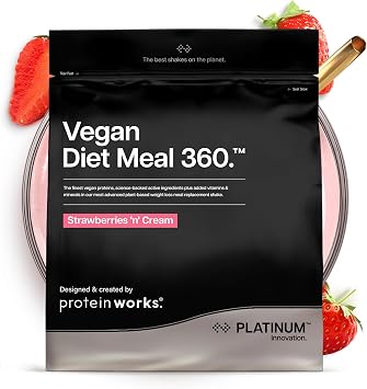 Protein Works | Vegan Diet Meal 360 - Platinum, Strawberries & Cream, 1kg